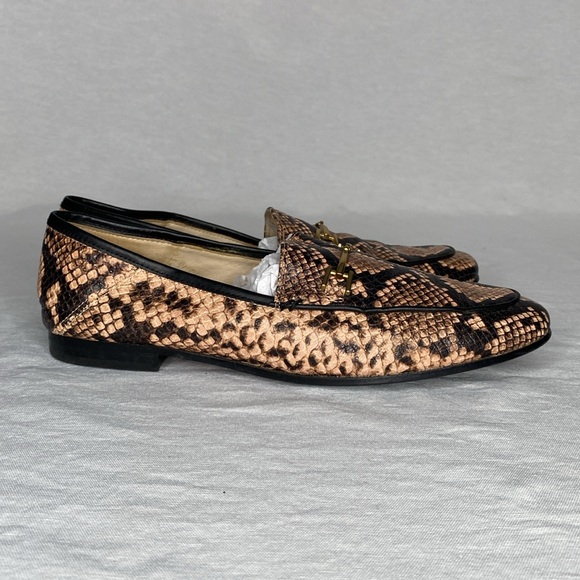 Sam Edelman classic snake skin embossed leather loafers golden horse bit SIZE 8 - Picture 4 of 13